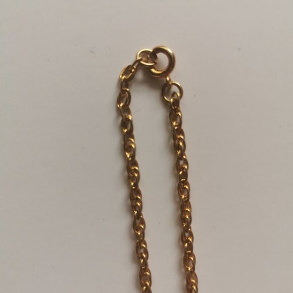 Faux Jade Stone Golden Egyptian Ankh Cross Pendant Necklace Vintage Chunky - Picture 7 of 8